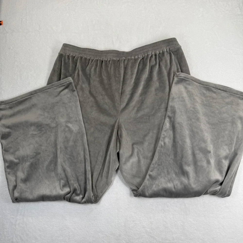 SKIMS Velour Wide Leg Sleep Pants Smoke Gray Womens Size‎ 3XL Elastic Waist